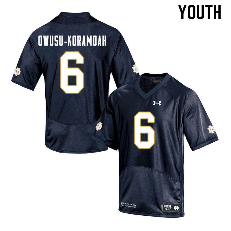 Youth #6 Jeremiah Owusu-Koramoah Notre Dame Fighting Irish College Football Jerseys Sale-Navy